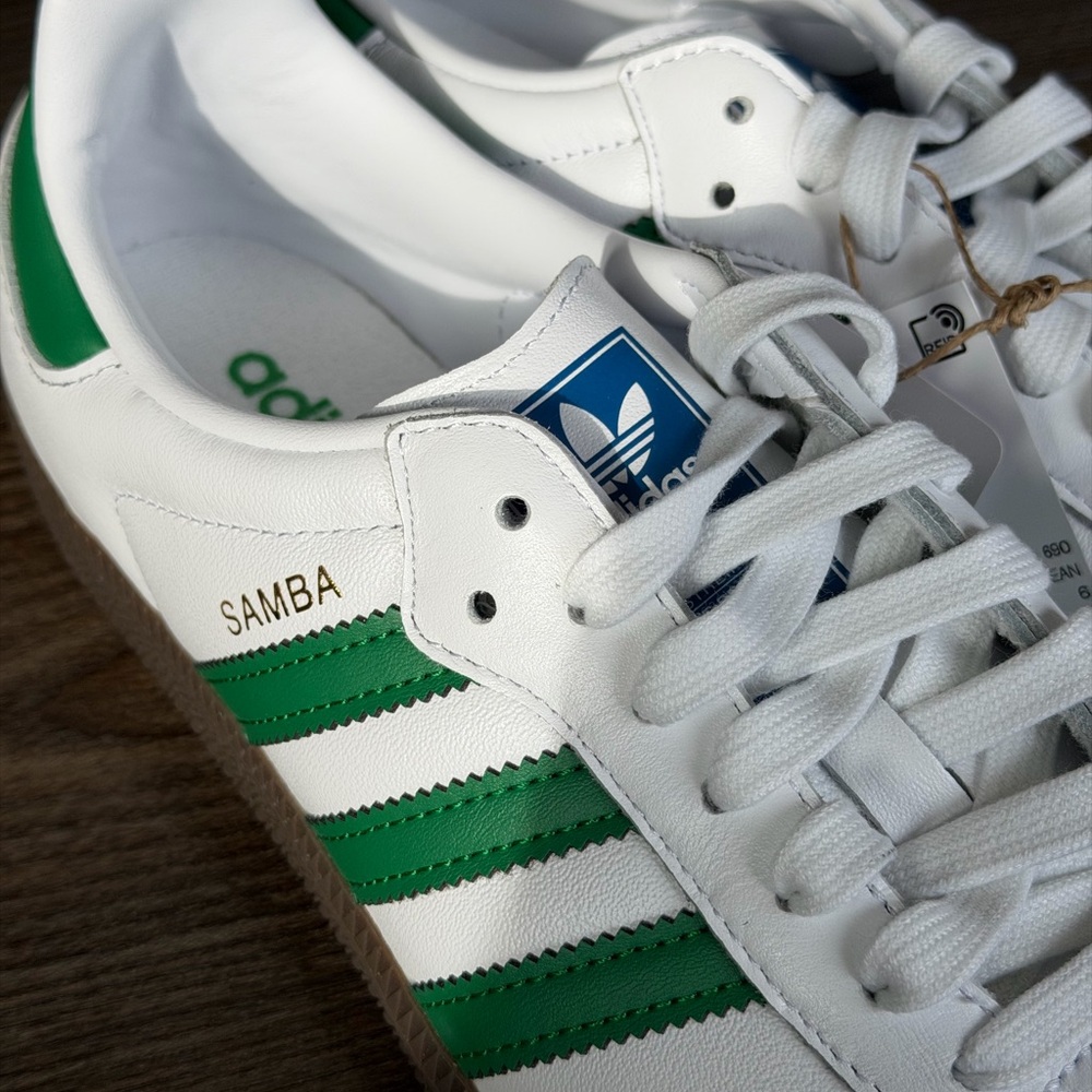 Adidas Samba White with Green Sneakers 7.5 - Picture 3 of 7
